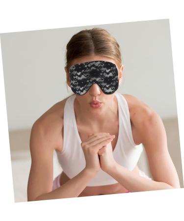Buy Mikinona Lace Flower Eye Mask - Travel Sleep Mask for Eyeshadow & Relaxation | Black Polyester 22x9x0.8cm | International Shipping Available - Buy Online on GoSupps.com