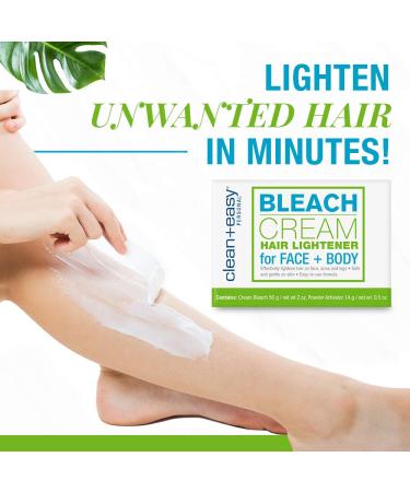 Clean + Easy Bleach Cream Hair Lightener - 2 oz | Gentle Skin-Safe Formula for Facial and Body Hair - Buy Online on GoSupps.com
