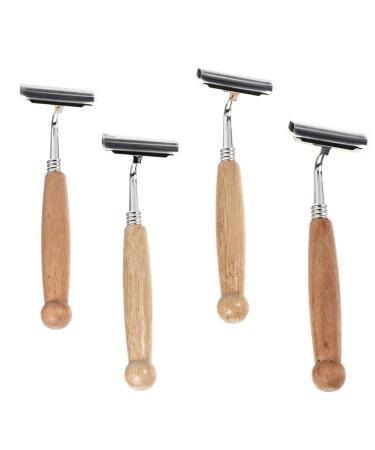 Safety Shaving Razor Reusable Razor with Long Natural Bamboo Handle Bamboo Safety Razor for Men Women 4pcs