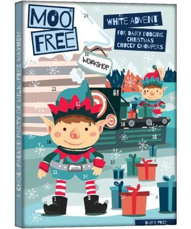 MooFree Brand Vegan White Advent Calendar - Organic No Dairy Milk Chocolate Alternative 70 Gram