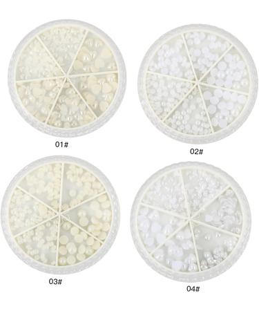 Ipetboom 1 Box Nail Decorations Pearl Flatback Beads Round Flatback Bulk Crafts Gemstones Bulk Pearl Manicure Ornament Nail Art Decoration Pearl Nail Charm Diamond Abs White Delicate 3d 6.5X6.5X1cm White - Buy Online on GoSupps.com