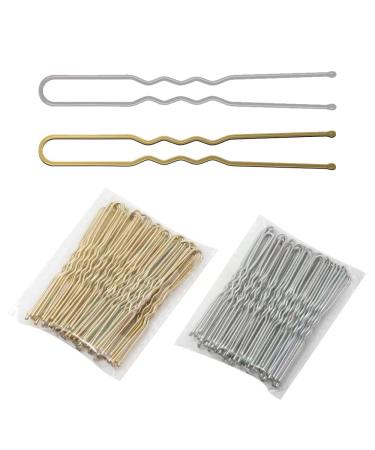 100 Pieces Hairpins Metal U Shape Hairpins Hairpin Pins Hair Clip for Ladies Girls and Women - Blonde & Silver-