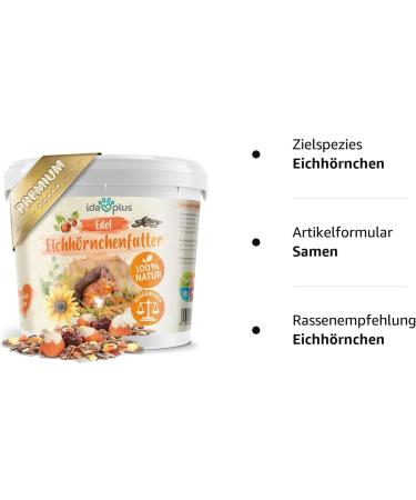 Ida Plus Noble Squirrel Feed 1000g - Nut & Fruit Rich Year-Round Bucket | 100% Natural & Balanced for Squirrels & Stripe Horns - Buy Online on GoSupps.com
