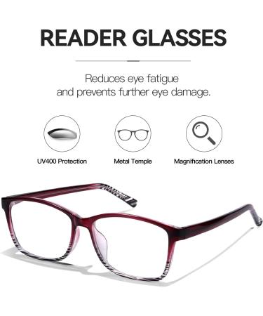 Buy LVIOE Clear Real Glasses - Smoky Quartz Blue Light Blocking Reading Glasses LR5189 Purple/Clear 3.0x - International Shipping Available - Buy Online on GoSupps.com