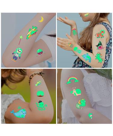 Glow Temporary Tattoos for Kids - 210pcs Luminous Tattoo Stickers in Mixed Styles - Unicorn, Dinosaur, Pirate, Mermaid - 16 Sheets - Party Supplies & Gifts for Children - Buy Online on GoSupps.com