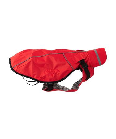 Jeggo Dry Dog raincoat for dogs with the zipper water and windproof to open on both sides breathable with inner lining for protection against cold (red 38 cm) red 38 cm