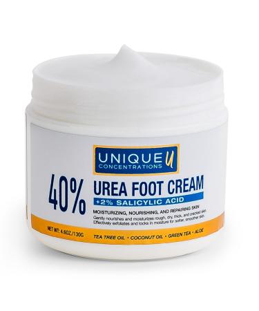 40% Urea Foot Cream with 2% Salicylic Acid - Intensive Moisturizing & Exfoliating Foot Cream for Dry Cracked Heels and Feet Hands Elbows and Knees - Deep Repair for Rough Callused Skin - 4.6 oz