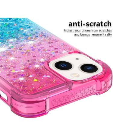 Tivenfezk Nadoli Glitzer Treisand Shell for iPhone 15 Plus | Silicone Shockproof Gradient Case | Transparent Bumper Liquid Cover in Pink & Blue - Buy Online on GoSupps.com