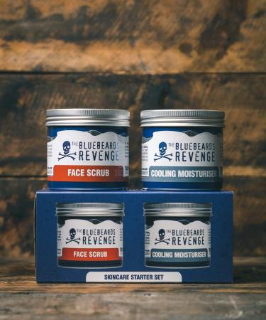 The Bluebeards Revenge Skincare Starter Set Vegan Friendly Gift Set includes Face Scrub (150ml) Cooling Moisturiser (150ml) - 2 Piece Travel Shower Essentials Set - Buy Online on GoSupps.com