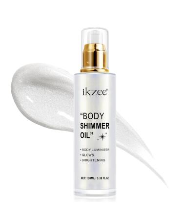 Body Shimmer Oil Long Lasting Shimmer Body Oil Face Brighten Glows Highlighters & Luminizers Body Makeup Shine Oil Body Oils for Face & Body (Silver)