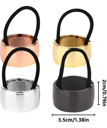 4-Piece Metal Hair Cuff Set - Stylish Ponytail Holders in Black Silver Gold & Rose Gold | Fashion Accessories for Women & Girls - Buy Online on GoSupps.com