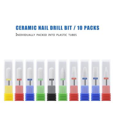 Finibir Ceramic Nail Drill Bit 10Pcs - Professional Electric Drill for Acrylic Nails - Short Handle, No Shaking - Combo 03 - Buy Online on GoSupps.com