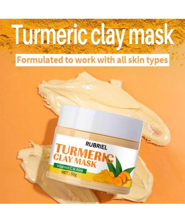 Turmeric Clay Mask with Vitamin C & Aloe - Moisturizing & Whitening Face Mask for All Skin Types (50g) - International Shipping - Buy Online on GoSupps.com