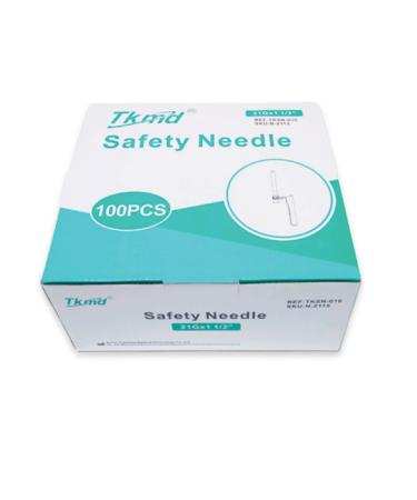 TKMD 21G x 1.5 Safety Needles Individually Wrapped Needles for Injections Box of 100 No Syringes Included