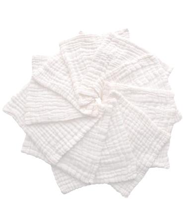 Baby Muslin Washcloths - 6 Layer Soft Absorbent Face Towel - Natural Newborn Wipes for Delicate Skin - Baby Registry Shower White 12x12 Inch (Pack of 10) - Buy Online on GoSupps.com