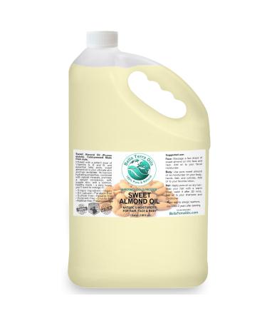 Organic Sweet Almond Oil 1 Gallon Deep Hydration Nourishing Light & Absorbent Rich in Vitamins Non-Greasy. Bella Terra Oils