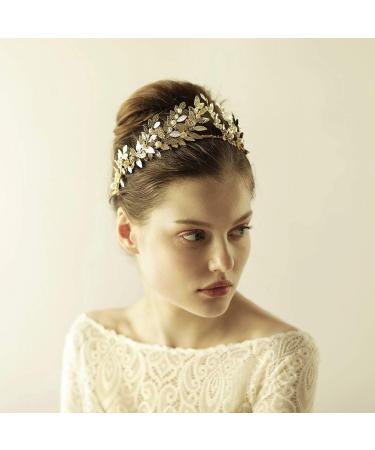 Frcolor Gold Leaf Crown Headpiece | Greek Goddess Pearl Bridal Wedding Headband - Shop Internationally! - Buy Online on GoSupps.com