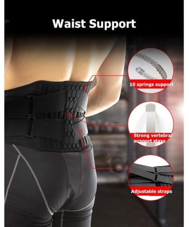 Adjustable Lumbar Support Belt for Pain Relief | Sports Waist Trainer & Sweat Support Corset - Black XL - Buy Online on GoSupps.com