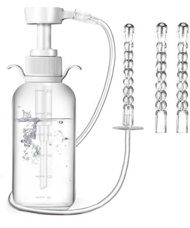 Anal Douche Enema Kit Anti Back-Flow Vaginal Douche Cleaner Douche for Women Vagina Cleaning Kit Colon Cleansing Manual Pressure and Nozzle Tips Enemas for Vaginal (330ML+3nozzle)