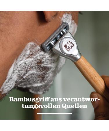 BULLDOG Wet Shave for Men | Sensitive Bamboo Handle Razor + 4 Replacement Blades | Eco-Friendly 5-Blade Shaving Experience - Buy Online on GoSupps.com