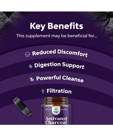Activated Charcoal Capsules - 1200mg Coconut Charcoal for Bloating Relief & Body Detox - 90 Count - Buy Online on GoSupps.com