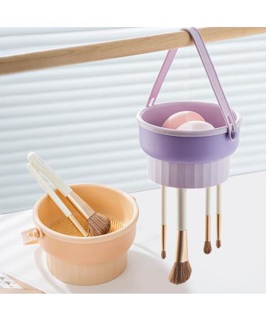 AWOCAN 3 in 1 Makeup Brush Cleaner Bowl Foldable Portable Cleaning Tool for Brushes Powder Puffs Sponges (Purple) - Buy Online on GoSupps.com