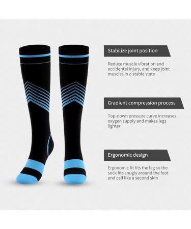 WOOAUTO Compression Socks for Men & Women - Colorful Striped Knee High Sports Socks for Running Cycling & Football - 6 Pair Set (S-M) - Buy Online on GoSupps.com