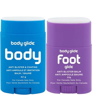 Body Glide Original Anti Chafe Balm Stick (42g) + Body Glide Foot Glide Anti Blister Balm (22g) 42g Balm Stick + Foot Anti Blister Balm