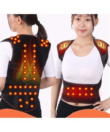 Derbut Turmaline Self -warming magnetic field therapy waist back shoulder posture corrector spine lumbar support back support belt pain relief (color: black size: medium) svart m