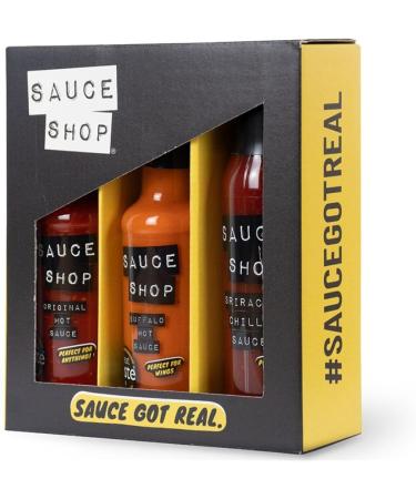Sauce Shop Chilli Sauce Trio Gift Set | 1x Sriracha Chilli Sauce 260g 1x Buffalo Hot Sauce 160ml 1x Original Hot Sauce 160ml - Buy Online on GoSupps.com