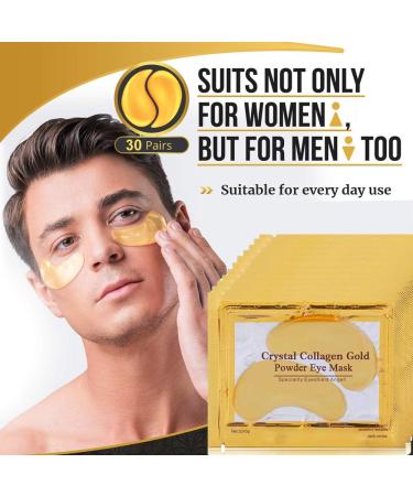 30 Pairs Gold Under Eye Patches with Collagen Treatment for Dark Circles and Wrinkles - Anti-Aging Eye Gel Pads for Women and Men - Buy Online on GoSupps.com