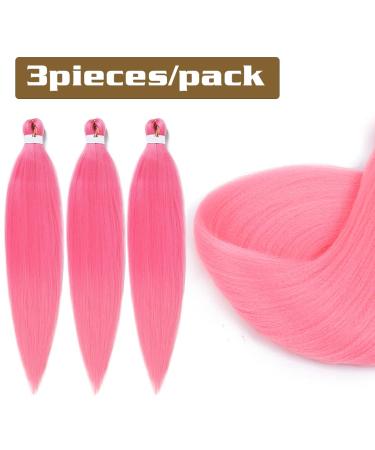 Anti-Snetic Braid Hair Extensions - 3 Packs of 66cm Itch-Free Synthetic Fiber Crochet Hair in Pink - Professional Yaki Texture - Buy Online on GoSupps.com