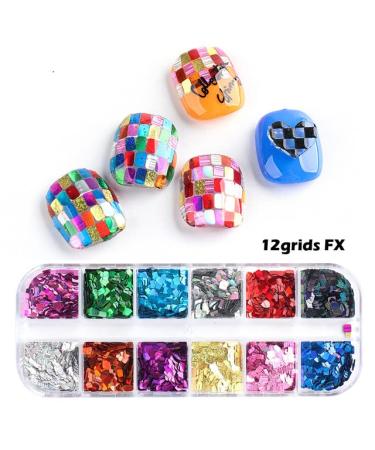 Jmeowio 12 Colors Square Nail Glitter Sequins - 3D Holographic French Tip Nail Art Charms for Women & Girls - Buy Online on GoSupps.com