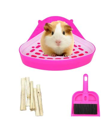 Kathson triangular pot coach corner rabbit for guinea pigs cat toilet litter plastic for rabbits chinchilla hamster ferret small animals pink