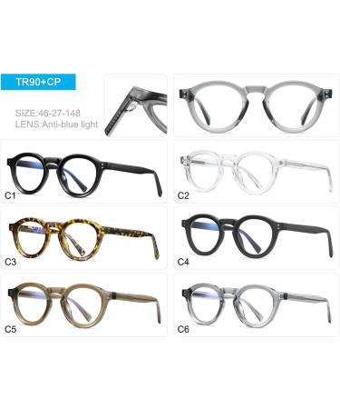 Kachawoo Retro Glasses Frame - TR90 Acetate Round Eyeglasses for Men & Women - Olive Green Non-Prescription Lens - Buy Online on GoSupps.com