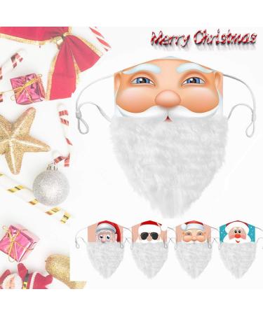 Funny 3D Santa Claus Face Mask with Beard | Washable Fabric Scarf | Christmas Mouth & Nose Protection - Buy Online on GoSupps.com