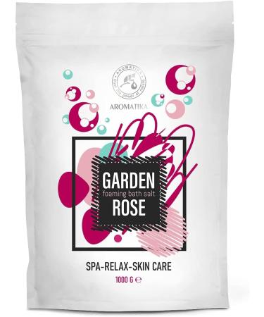 Foaming Bath Sea Salt Rose 35 Oz - 1000g - Bubble Bath Salts with Almond & Rosewood Essential Oil & Rosa Damascena Flower Extract for Bath Soak - Relaxing Bath - Aromatherapy Bath Salts