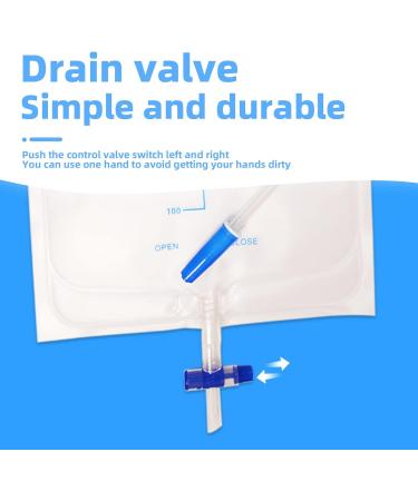 Extra Large Urinary Drain Bags 2000ml - Unisex Medical Drainage Bags with Anti Reflux Valve & Metal Hook (2 Pack) - International Shipping Available - Buy Online on GoSupps.com