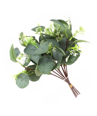 Zerodeko 12pcs Simulated Eucalyptus Leaves Party Decors Real Touch Green Leaf Home Decor Home Plant Decors Vase Floral Arrangement Greenery Decor Faux Plastic Fake Plant Wedding