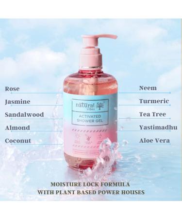 Natural Vibes Activated Shower Gel - Hydrate & Deep Cleanse for All Skin Types | 300 ml | Unisex Body Wash - Buy Online on GoSupps.com