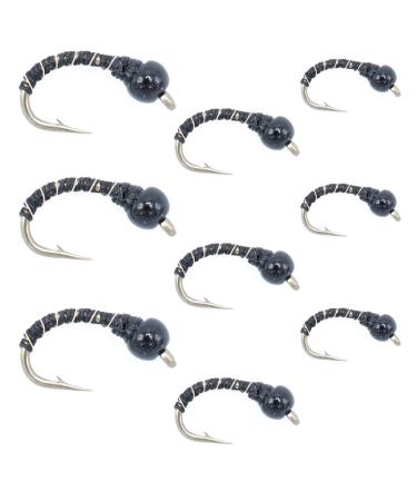 Black Zebra Midge Assortment - The Fly Fishing Place - Black Bead Head - 3 Each of 3 Sizes 14, 16, 18 - Tailwater Fly Fishing Flies Collection