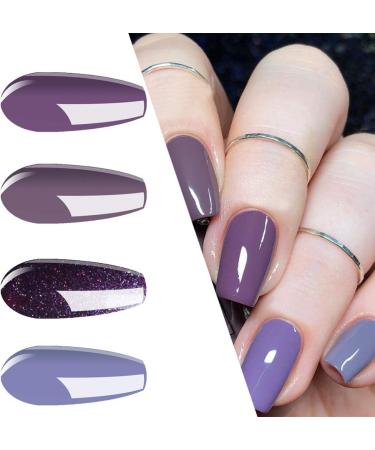 Vishine Glitter Purple Gel Nail Polish Set 4 Colors Purple Shade Gel Polish Kit Soak Off UV Lavender Nail Gel Polish 15ml - Buy Online on GoSupps.com