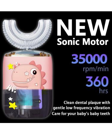Kids Ultrasonic Electric U-Shaped Toothbrush | 6 Speed Modes, IPX7 Waterproof | 360 Oral Cleaning Automatic Toothbrush for 2-7 Years Old | Pink - Buy Online on GoSupps.com