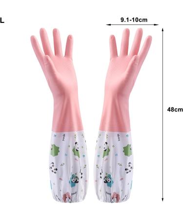 Household Gloves 1 Pair Cleaning Cute Panda Pattern Dishwashing Waterproof Plush Housework for Home Kitchen Autumn Pink M - Buy Online on GoSupps.com