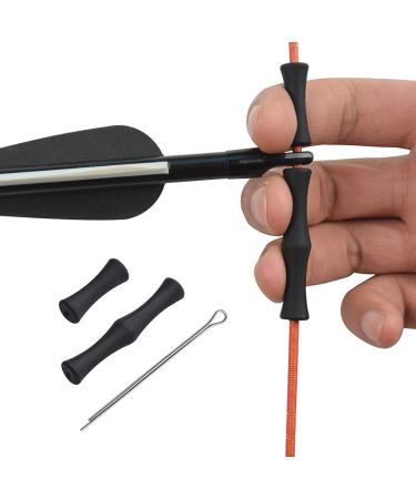 EOUS Bow String Finger Saver Archery Finger Guard Recurve Bow Finger Tabs String Finger Rollers,Silicone BLACK
