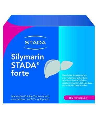 Silymarin Stada Forte-Vegetable Arnzeitants with distant-thistle fruits-dry extract for use in liver diseases liver damage and liver cirrhosis-1 x 100 hard capsules 100 pieces (1 Pack)