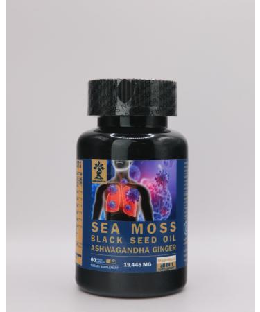 AZ BIOTECH Sea Moss Black Seed Oil Ashwagandha Ginger Blend 60 Capsules