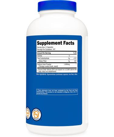 Nutricost Psyllium Husk 1500mg Per Serving 500 Capsules - Non-GMO & Gluten Free (Pack of 2) - Buy Online on GoSupps.com