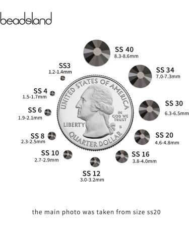 Beadsland 288 PC Flat Back Rhinestones - Hematite SS30 Nail Crystals for Stunning Nail Art - Buy Online on GoSupps.com