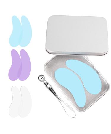 Reusable Eye Patches 3 Pairs Eye Patches Rreusable Under Eye Patches with Lifting Effect to Reduce Wrinkles and Fine Lines Silicone Patches with Metal Eye Cream Applicator Tin Case